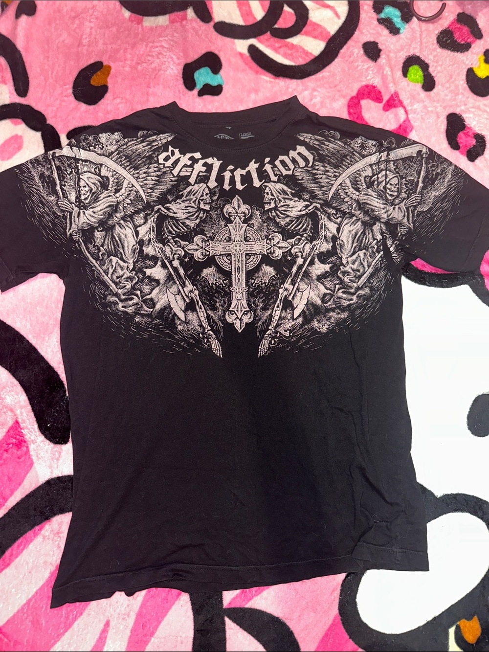 Affliction Black Men’s Short-Sleeve Graphic Cross Tee